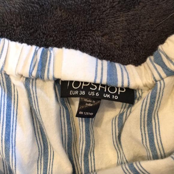 Topshop Blue + White Stripe Off the Shoulder Top - Picture 2 of 3